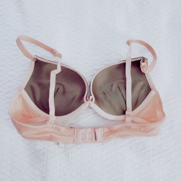 New- AERIE Peach with Taupe "EMMA" Bra- Padded- 34A - Picture 2 of 11
